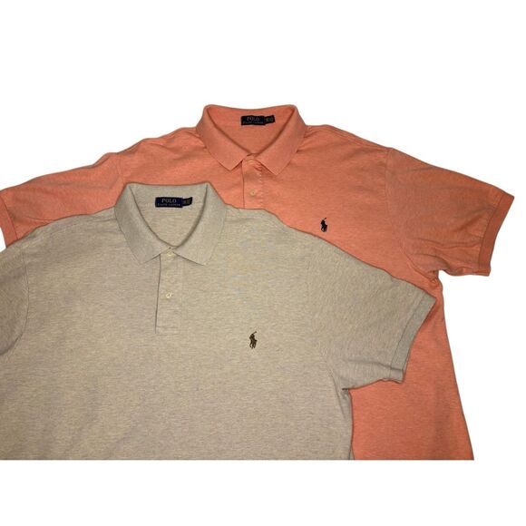 (2) Polo Ralph Lauren 100% cotton polo shirts - tan and light orange - 2XB - Picture 1 of 5